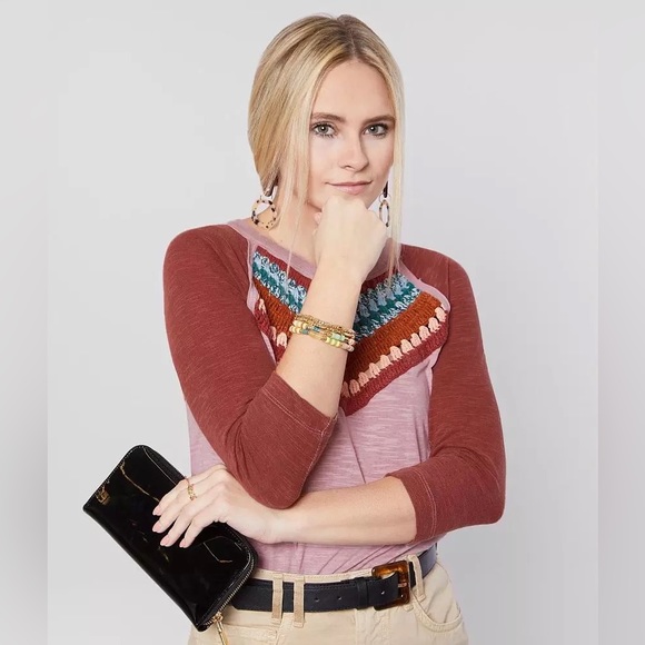 We The Free Tops - Free People | We The Free | Women's Spring Bound Crochet Yoke Top Pink Purple